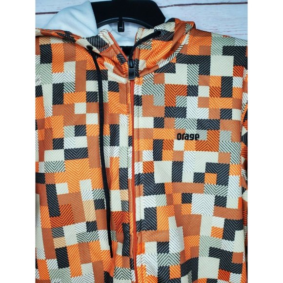 Rare Orage Color Block Full Zip Extra Small Unisex Hooded Drawstring Sweater - Picture 6 of 12